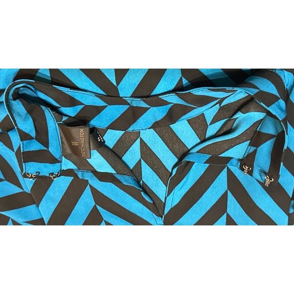 Worthington Chevron Ruffled Blouse Short-Sleeved 100% Polyester Women's Size M - Picture 14 of 14